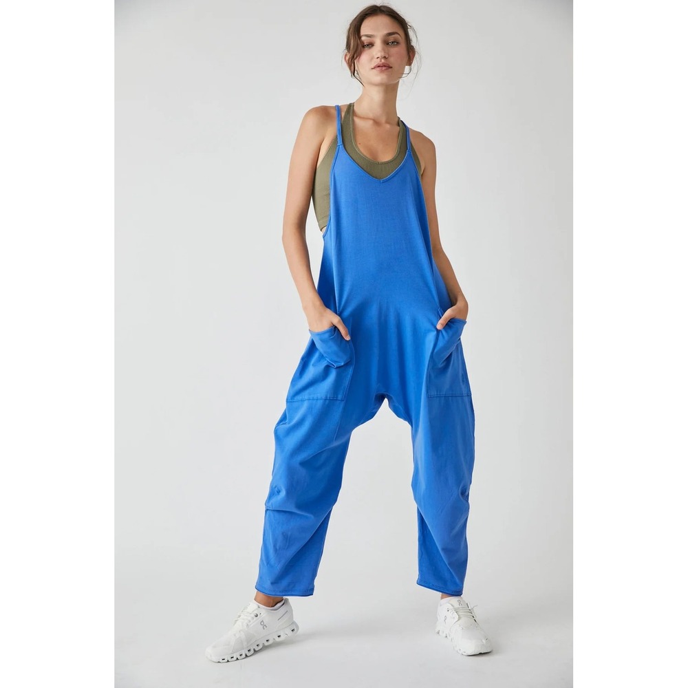 Free People FP Movement Hot Shot Jumpsuit Blue XS Slouchy Dropped Crotch Romper